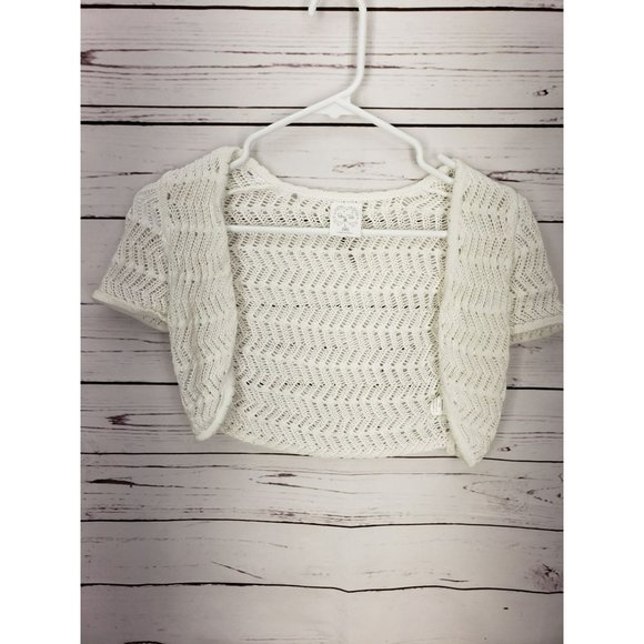 Pony Tails Cardigan Girls L 6x Stretch Open Dress Cover Up Modest‎ Crochet Knit - Picture 8 of 8
